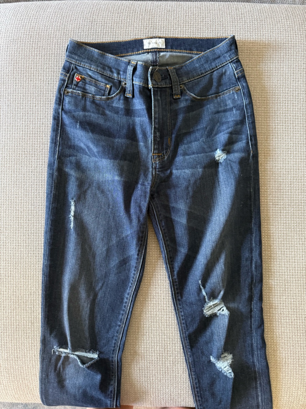Hudson Jeans Women's Skinny Ripped Dark Blue Denim